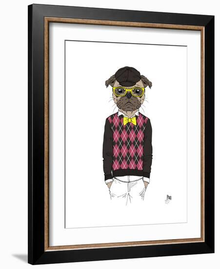 Pug in Hipster Style-Olga Angellos-Framed Art Print