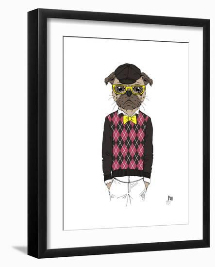 Pug in Hipster Style-Olga Angellos-Framed Art Print