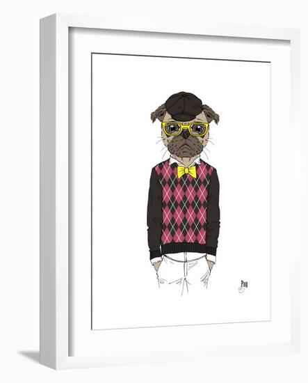 Pug in Hipster Style-Olga Angellos-Framed Art Print