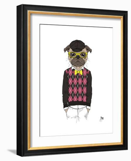 Pug in Hipster Style-Olga Angellos-Framed Art Print