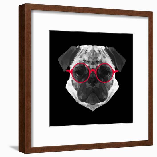 Pug in Red Glasses-Lisa Kroll-Framed Art Print