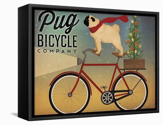 Pug on a Bike Christmas Crop-Ryan Fowler-Framed Stretched Canvas