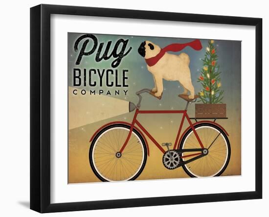 Pug on a Bike Christmas Crop-Ryan Fowler-Framed Art Print