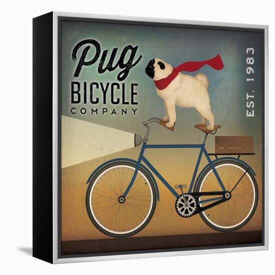 Pug on a Bike Indigo-Ryan Fowler-Framed Stretched Canvas