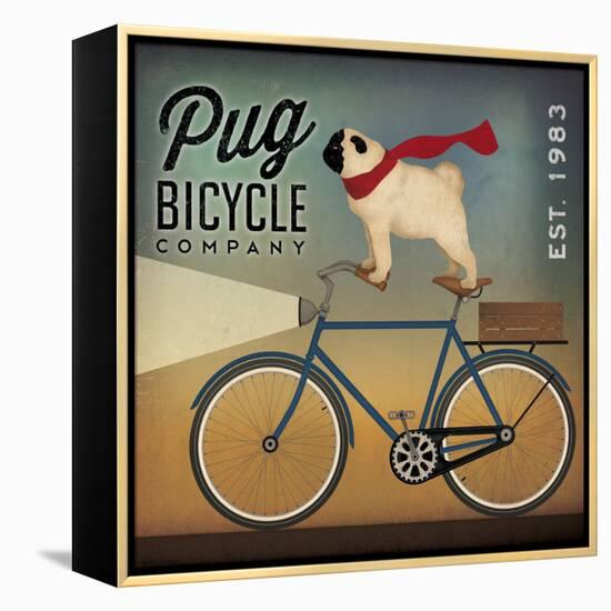 Pug on a Bike Indigo-Ryan Fowler-Framed Stretched Canvas