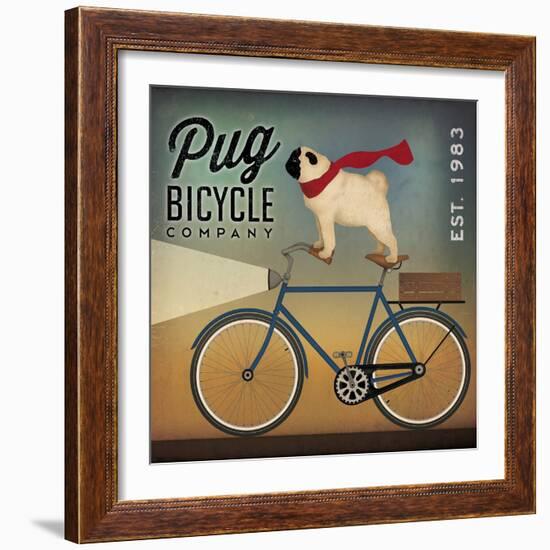 Pug on a Bike Indigo-Ryan Fowler-Framed Art Print