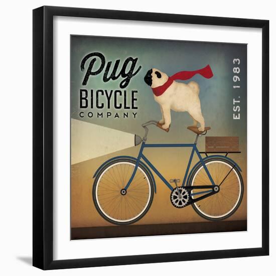 Pug on a Bike Indigo-Ryan Fowler-Framed Art Print