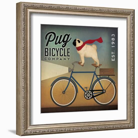 Pug on a Bike Indigo-Ryan Fowler-Framed Art Print