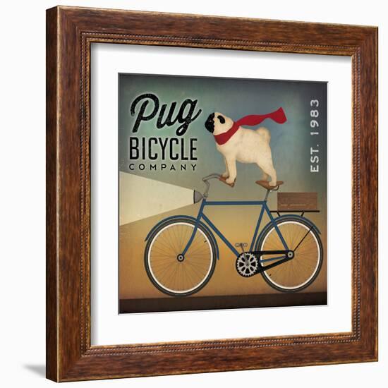 Pug on a Bike Indigo-Ryan Fowler-Framed Art Print