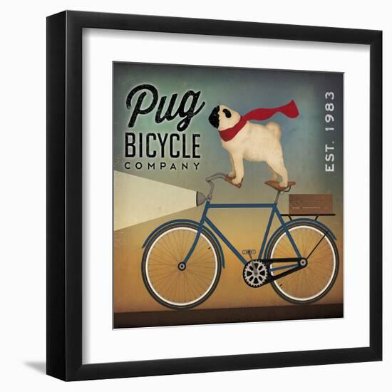 Pug on a Bike Indigo-Ryan Fowler-Framed Art Print