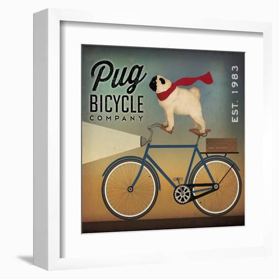 Pug on a Bike Indigo-Ryan Fowler-Framed Art Print