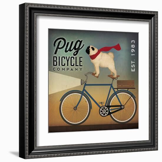 Pug on a Bike Indigo-Ryan Fowler-Framed Art Print