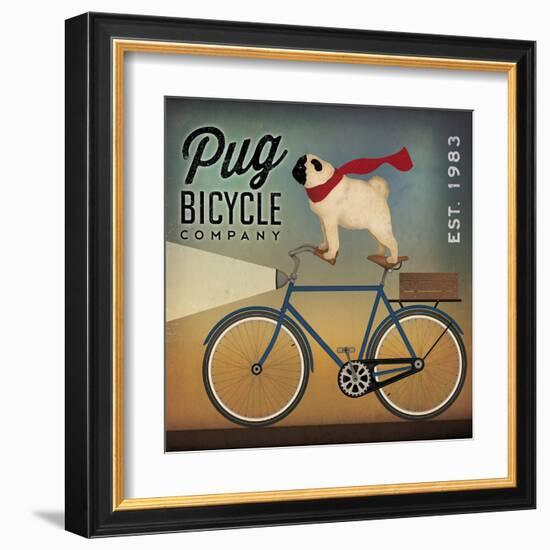 Pug on a Bike Indigo-Ryan Fowler-Framed Art Print