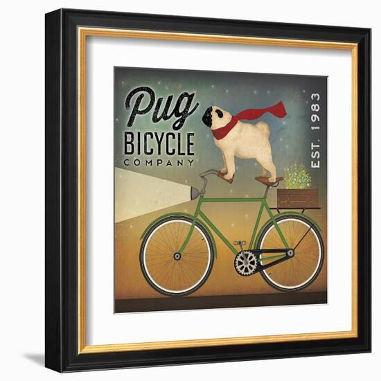 Pug on a Bike-Ryan Fowler-Framed Art Print