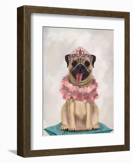 Pug Princess On Cushion-Fab Funky-Framed Art Print