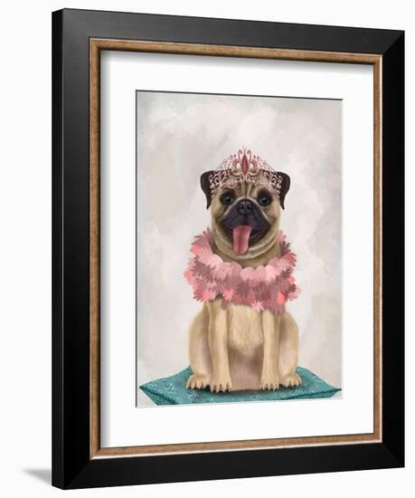 Pug Princess On Cushion-Fab Funky-Framed Art Print