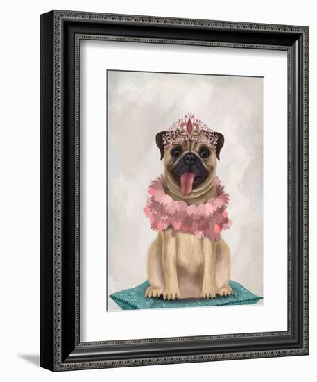 Pug Princess On Cushion-Fab Funky-Framed Art Print