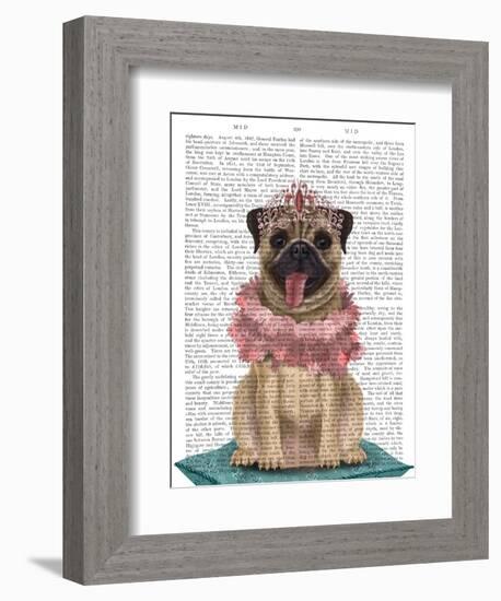 Pug Princess On Cushion-Fab Funky-Framed Art Print