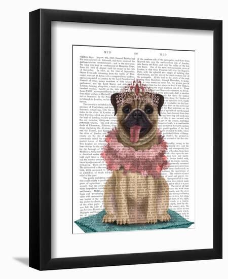 Pug Princess On Cushion-Fab Funky-Framed Art Print