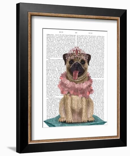 Pug Princess On Cushion-Fab Funky-Framed Art Print