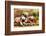 Pug Puppies And Flowers In Retro Backgraun-Lilun-Framed Photographic Print