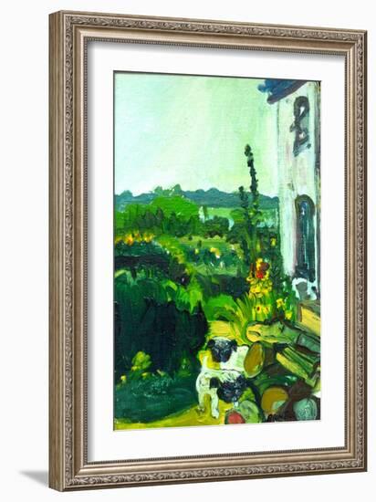 Pug Puppies in the Garden-Brenda Brin Booker-Framed Giclee Print