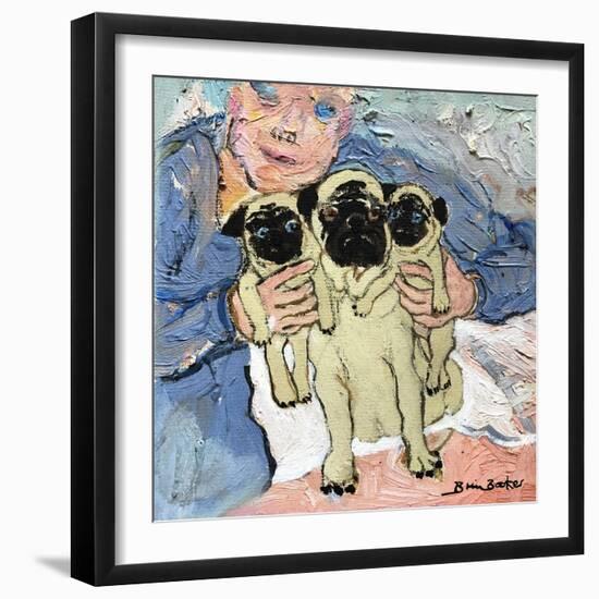 Pug Pups with their Mother-Brenda Brin Booker-Framed Giclee Print