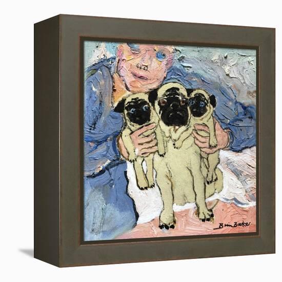 Pug Pups with their Mother-Brenda Brin Booker-Framed Premier Image Canvas