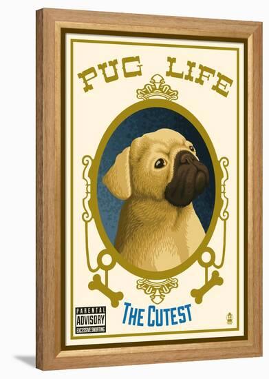 Pug - Retro Record Ad-Lantern Press-Framed Stretched Canvas