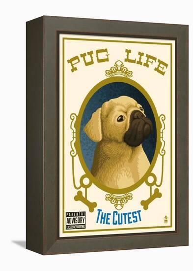 Pug - Retro Record Ad-Lantern Press-Framed Stretched Canvas