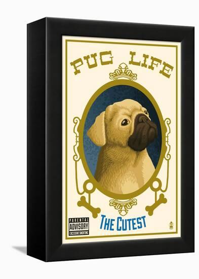 Pug - Retro Record Ad-Lantern Press-Framed Stretched Canvas