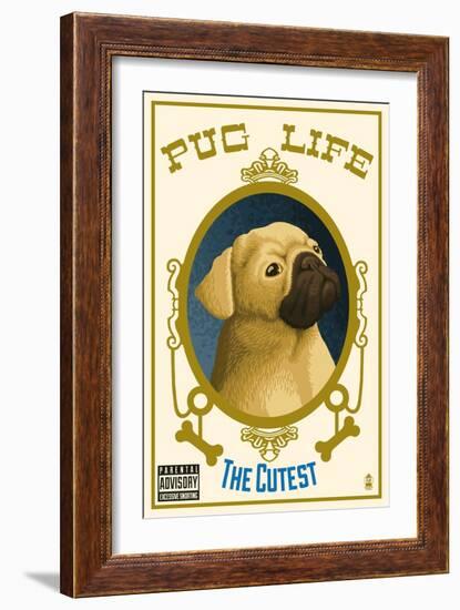 Pug - Retro Record Ad-Lantern Press-Framed Art Print