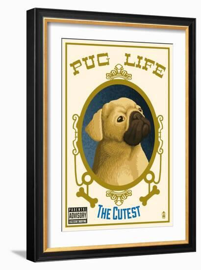 Pug - Retro Record Ad-Lantern Press-Framed Art Print