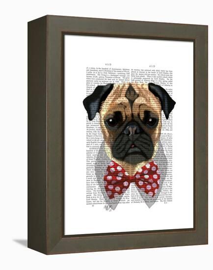 Pug with Red Spotted Bow Tie-Fab Funky-Framed Stretched Canvas