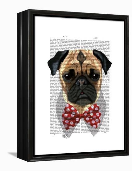 Pug with Red Spotted Bow Tie-Fab Funky-Framed Stretched Canvas