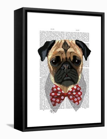 Pug with Red Spotted Bow Tie-Fab Funky-Framed Stretched Canvas