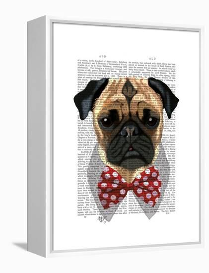 Pug with Red Spotted Bow Tie-Fab Funky-Framed Stretched Canvas