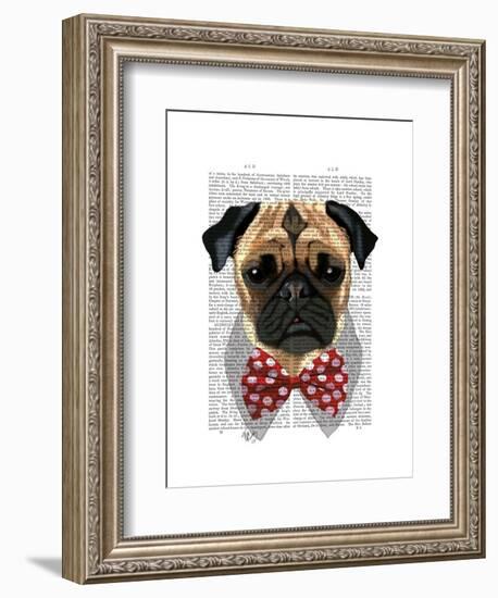 Pug with Red Spotted Bow Tie-Fab Funky-Framed Art Print