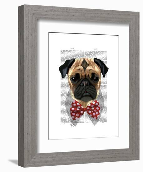 Pug with Red Spotted Bow Tie-Fab Funky-Framed Art Print