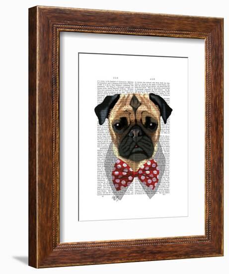 Pug with Red Spotted Bow Tie-Fab Funky-Framed Art Print