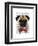 Pug with Red Spotted Bow Tie-Fab Funky-Framed Art Print