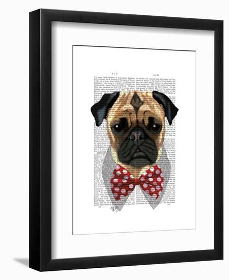 Pug with Red Spotted Bow Tie-Fab Funky-Framed Art Print