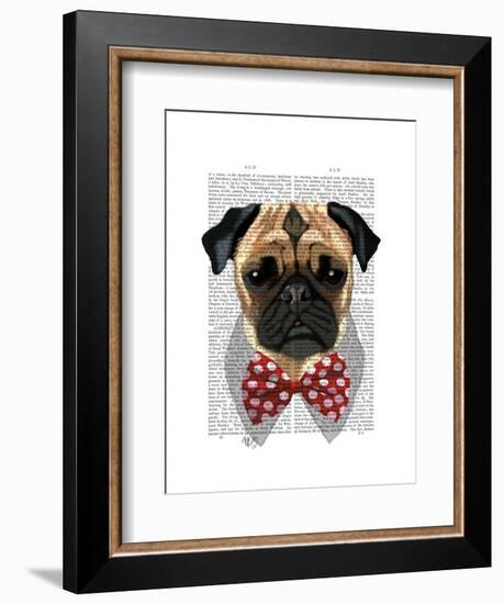 Pug with Red Spotted Bow Tie-Fab Funky-Framed Art Print