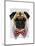 Pug with Red Spotted Bow Tie-Fab Funky-Mounted Art Print