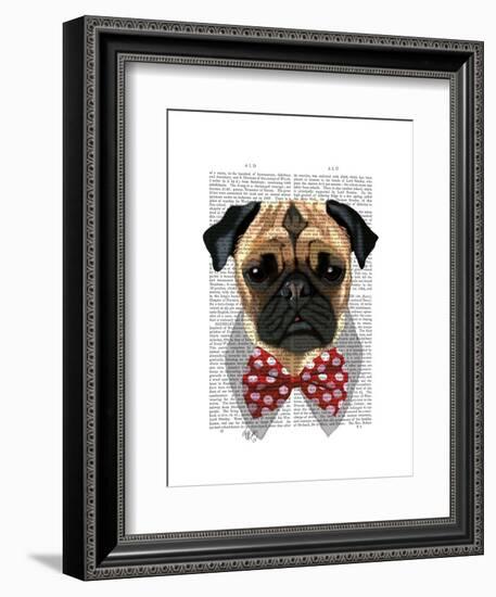 Pug with Red Spotted Bow Tie-Fab Funky-Framed Art Print