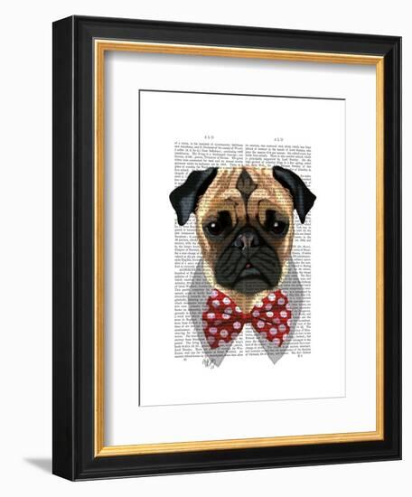 Pug with Red Spotted Bow Tie-Fab Funky-Framed Art Print