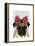 Pug with Red Spotty Bow on Head-Fab Funky-Framed Stretched Canvas