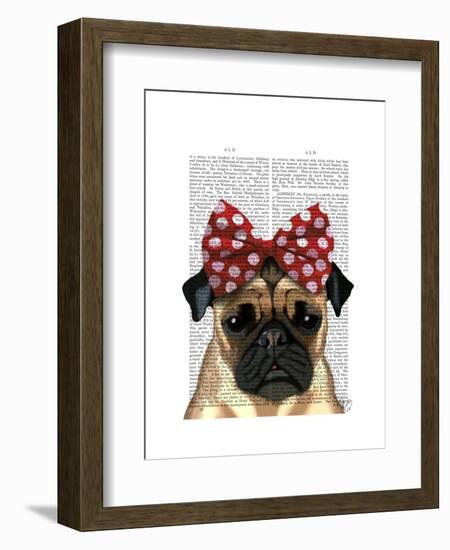 Pug with Red Spotty Bow on Head-Fab Funky-Framed Art Print