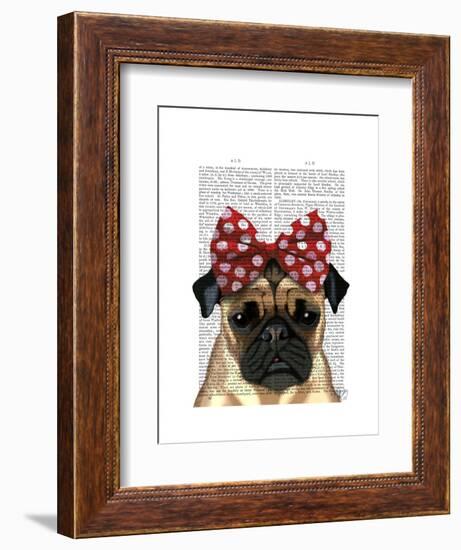 Pug with Red Spotty Bow on Head-Fab Funky-Framed Art Print