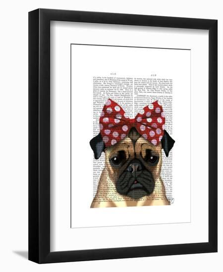 Pug with Red Spotty Bow on Head-Fab Funky-Framed Art Print